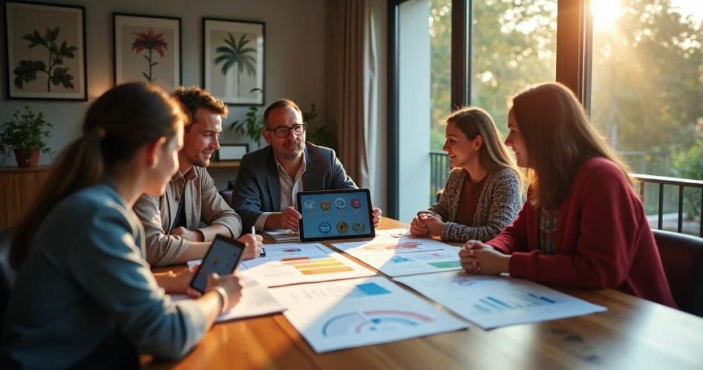 Família reunida em sala de estar analisando plano de sucessão patrimonial com criptomoedas 