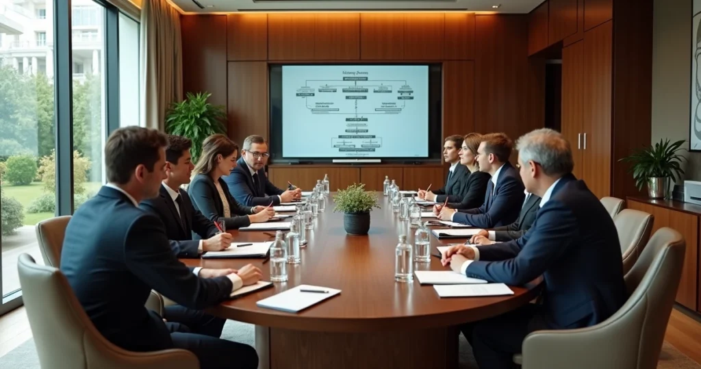 Reunião de governança familiar com conselheiros 