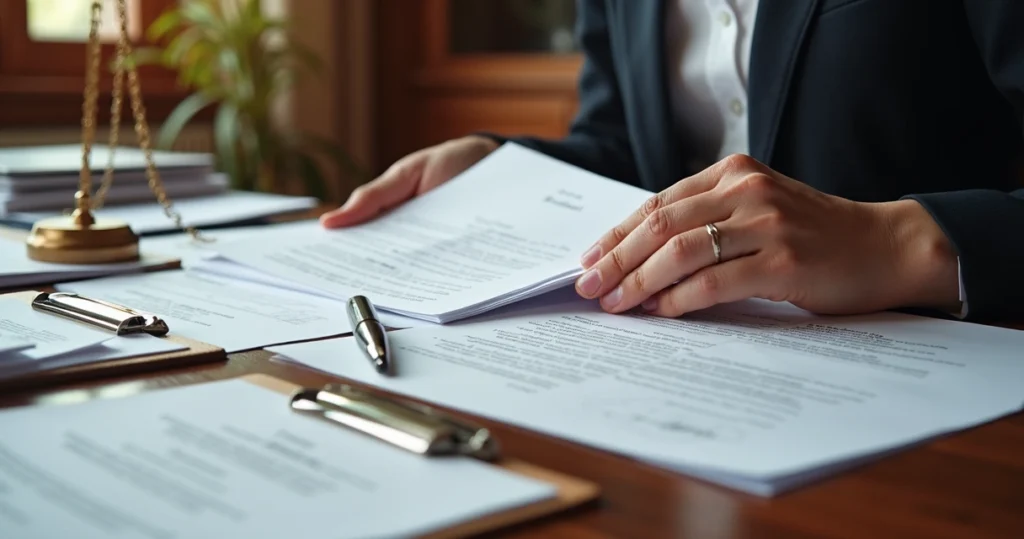 Documentos jurídicos de holding familiar sobre mesa 